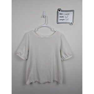 Loft Textured Puff Sleeve Top Ivory Size Large